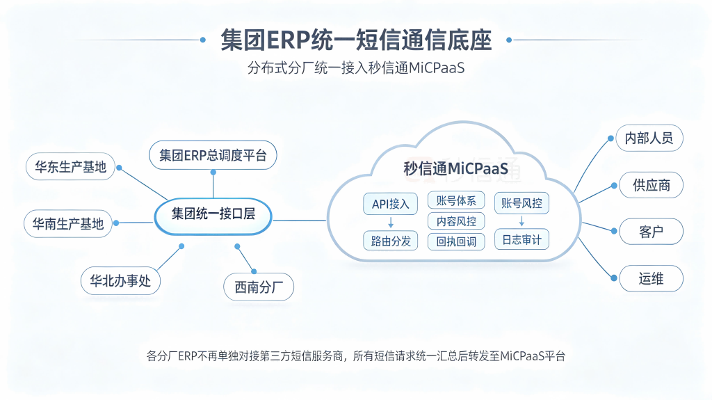 ERP与秒信通平台集成示意图