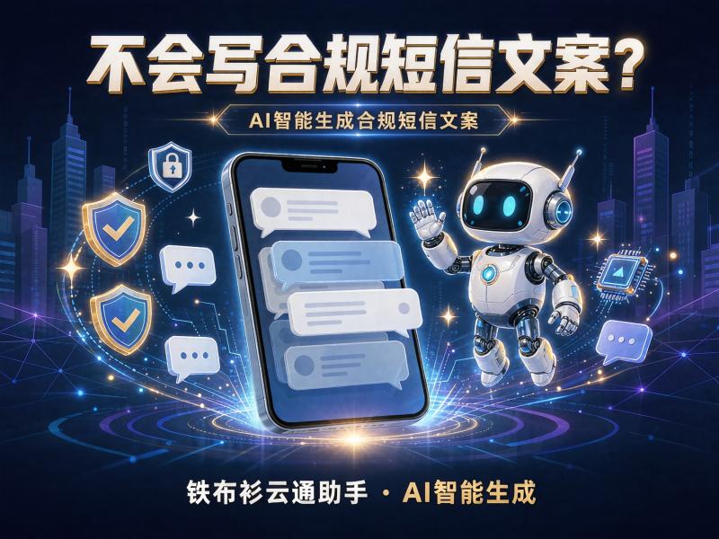 不知道怎么写合规短信文案？ 快来使用「铁布衫云通助手」AI生成短信试试!