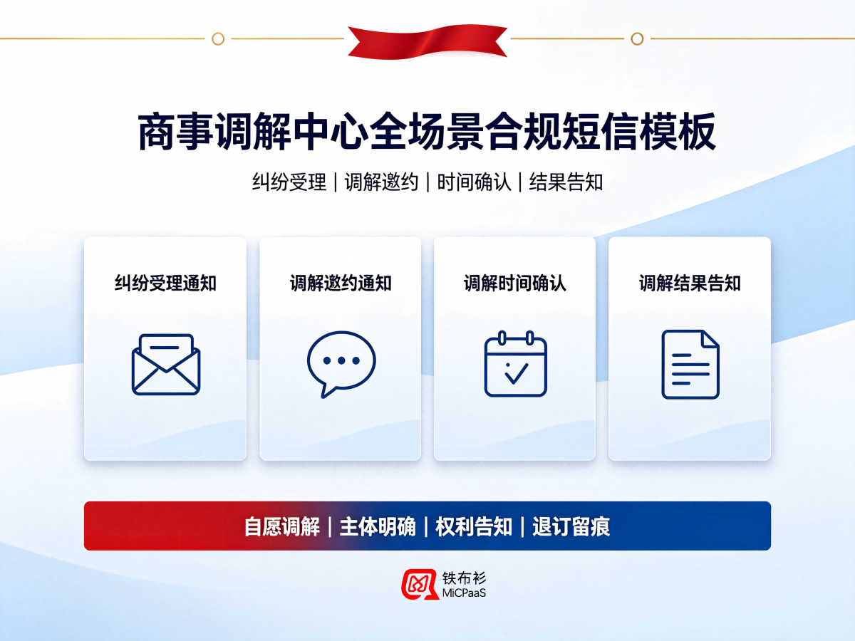 商事调解中心全场景合规短信模板（适配2026《商事调解条例》）