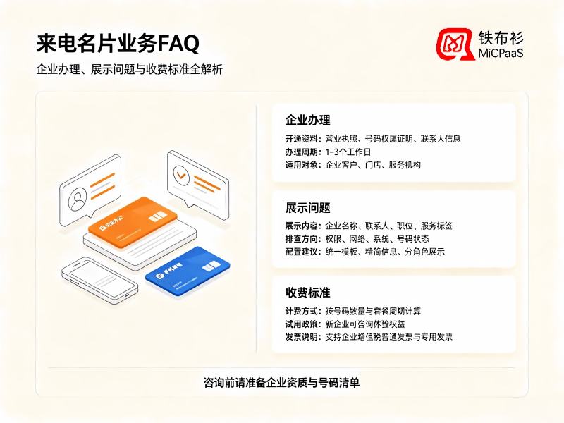 来电名片业务FAQ：企业办理、展示问题与收费标准全解析